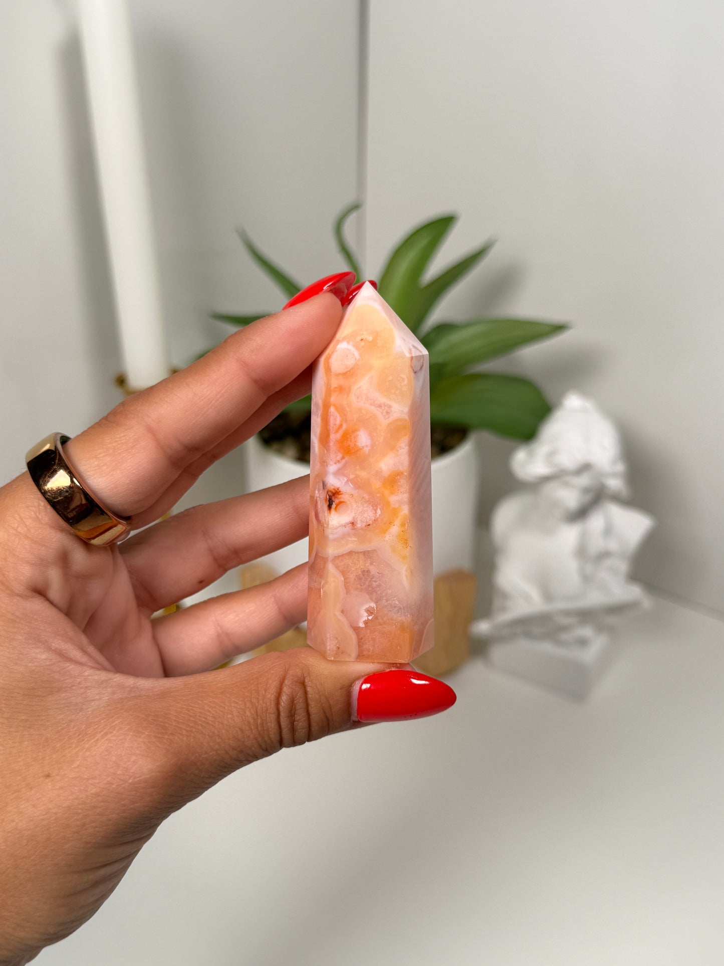 Carnelian x Flower Agate Tower (19L)