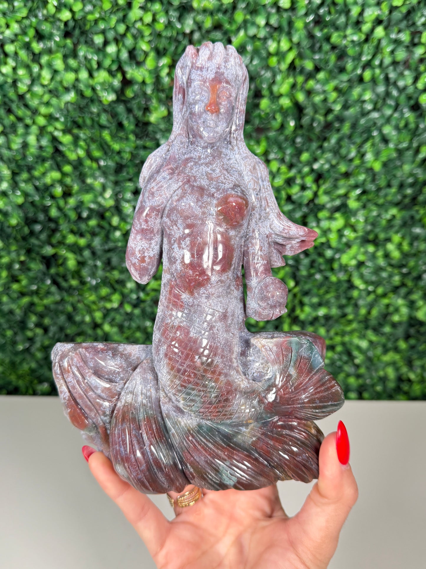 Sea Jasper Mermaid Carving (225y)