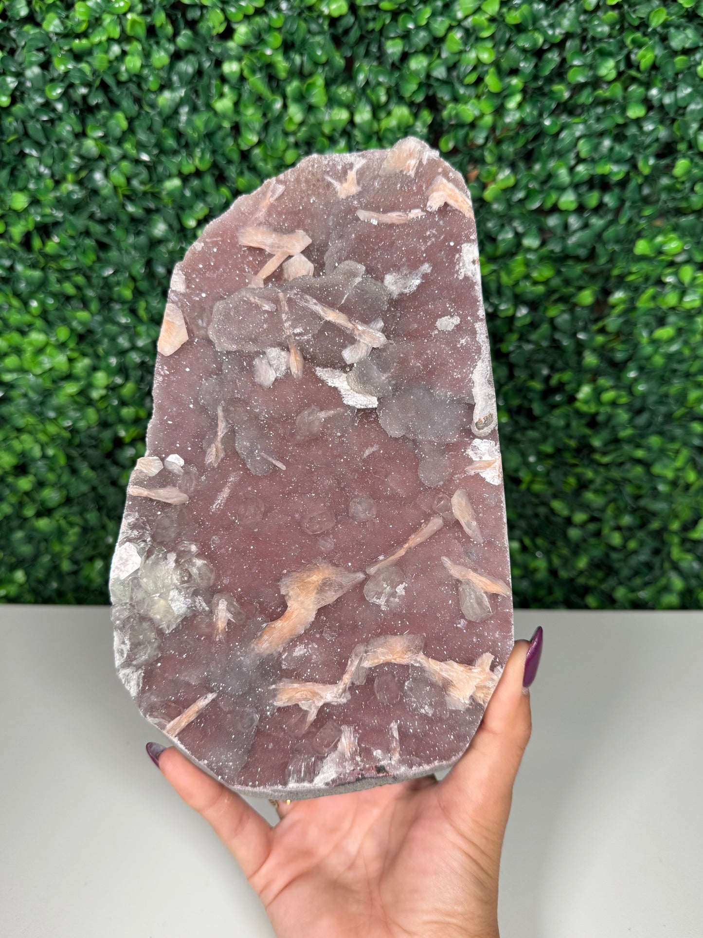 Pink Chalcedony Cutbase with Peach Stillbite (453)