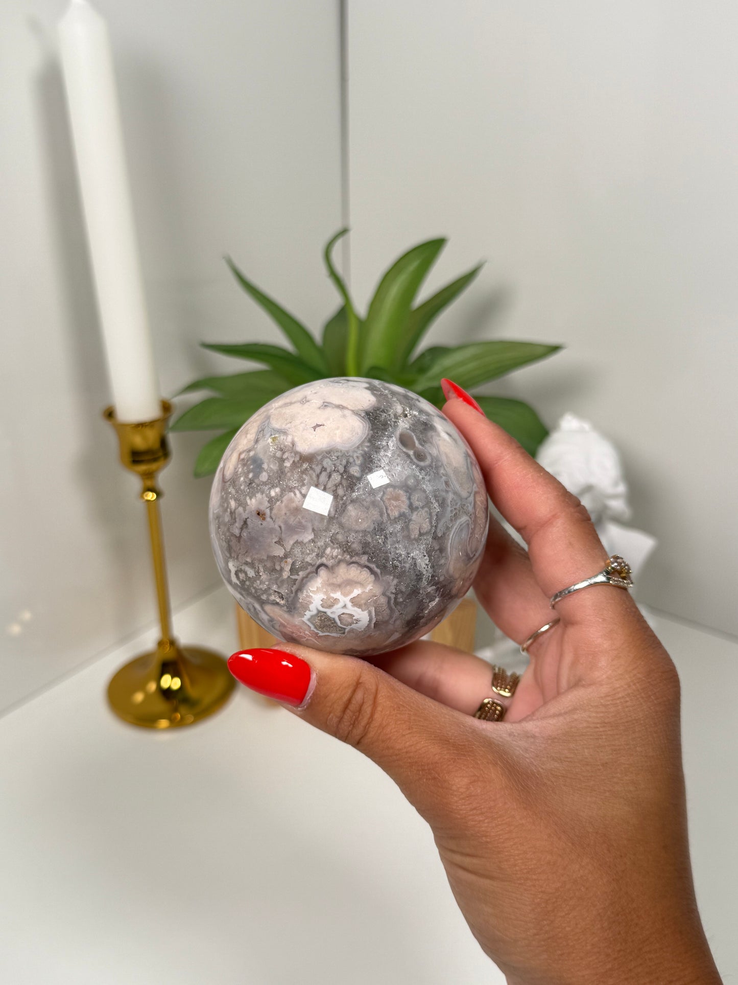 Flower Agate Sphere (90c)