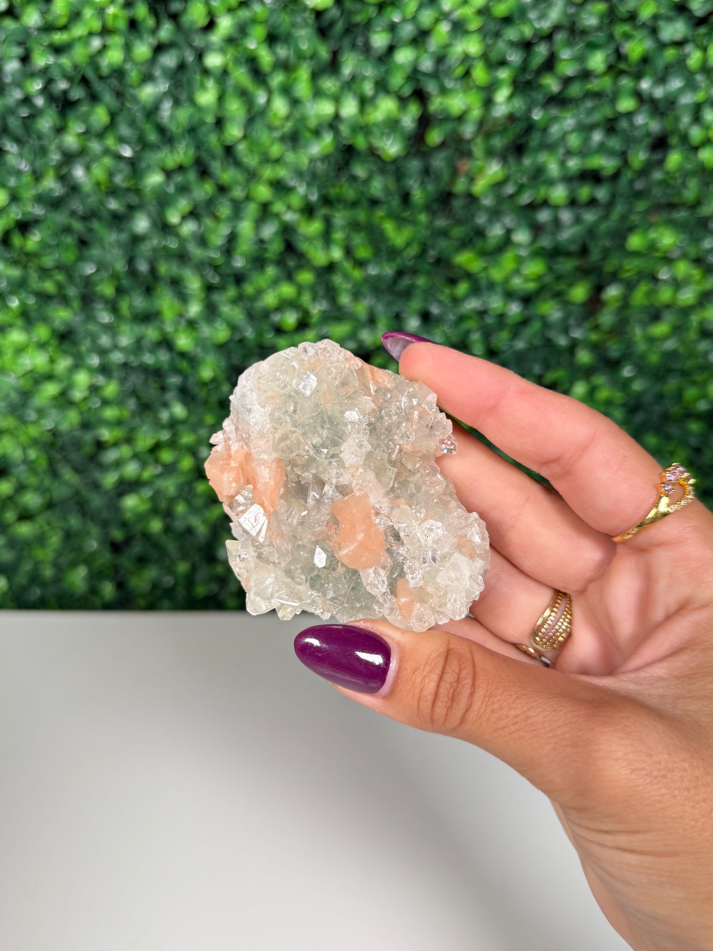 Green Apophylite with Stillbite Cluster (76c)