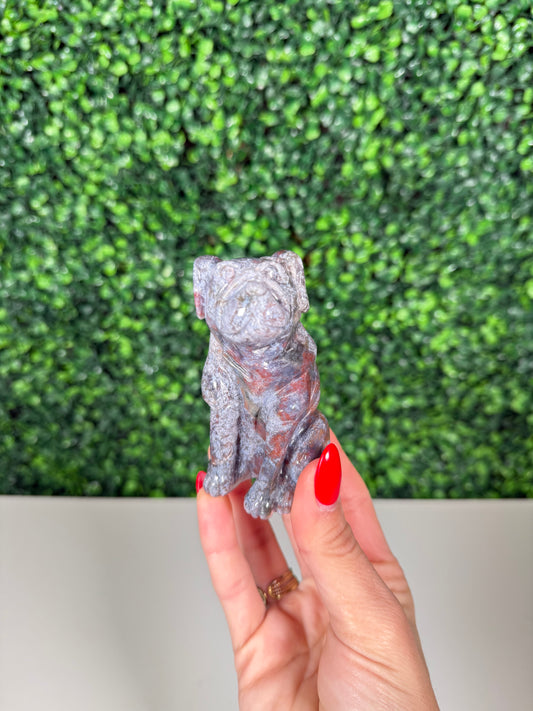 Sea Jasper Dog Carving (30b)