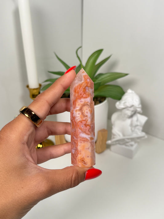 Carnelian x Flower Agate Tower (20o)