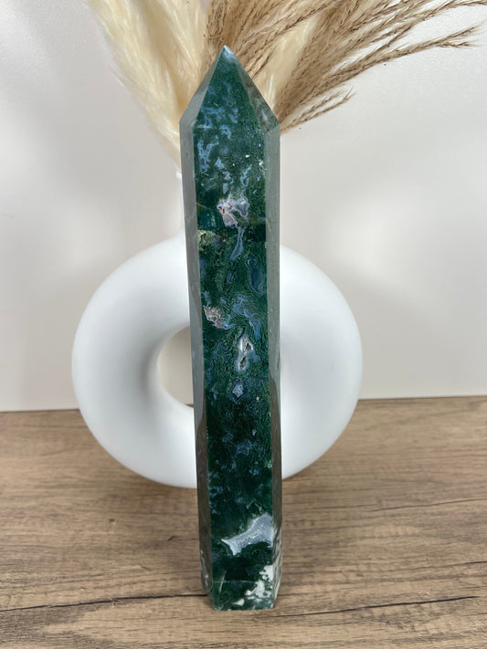 Huge Moss Agate Tower (54* Chipped)