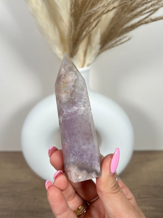 Pink Amethyst Flower Agate Tower (11* Chipped)