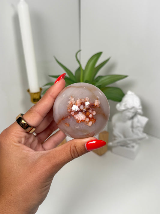 Carnelian x flower agate sphere (60t)