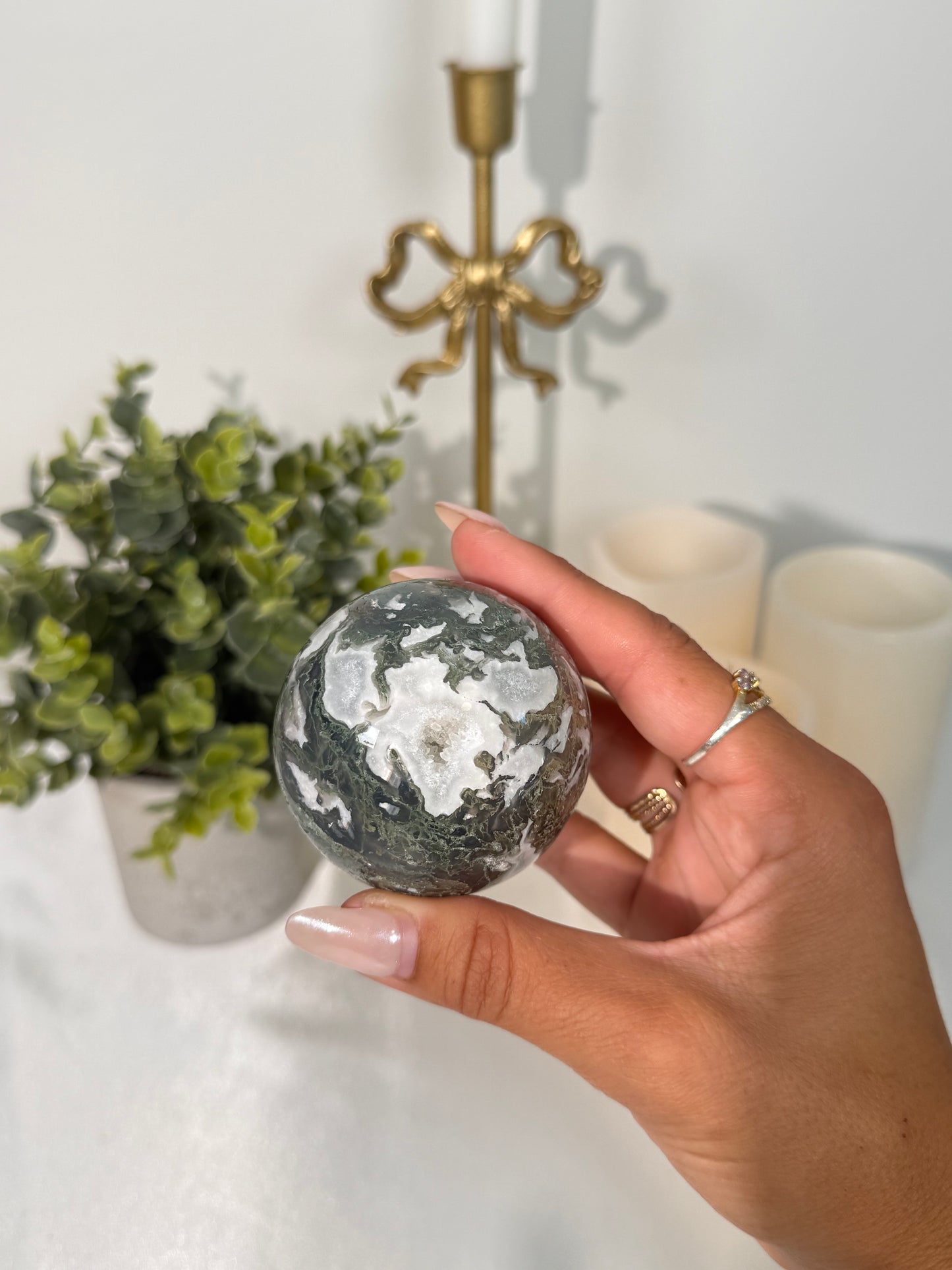 Moss Agate Sphere (26h)