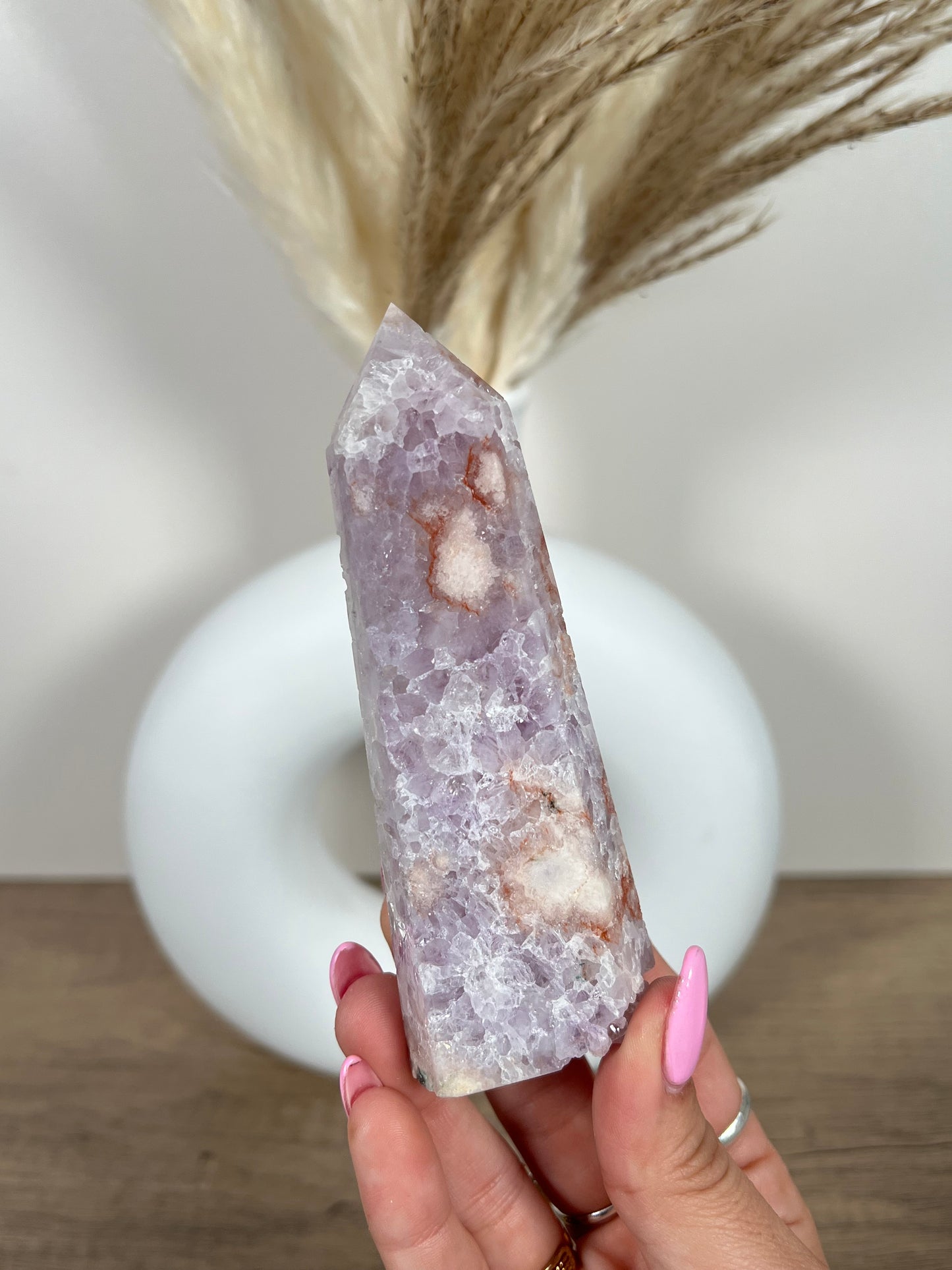 Pink Amethyst Flower Agate Tower (14a)