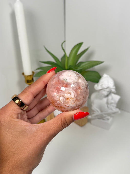 Carnelian x flower agate sphere (54u)