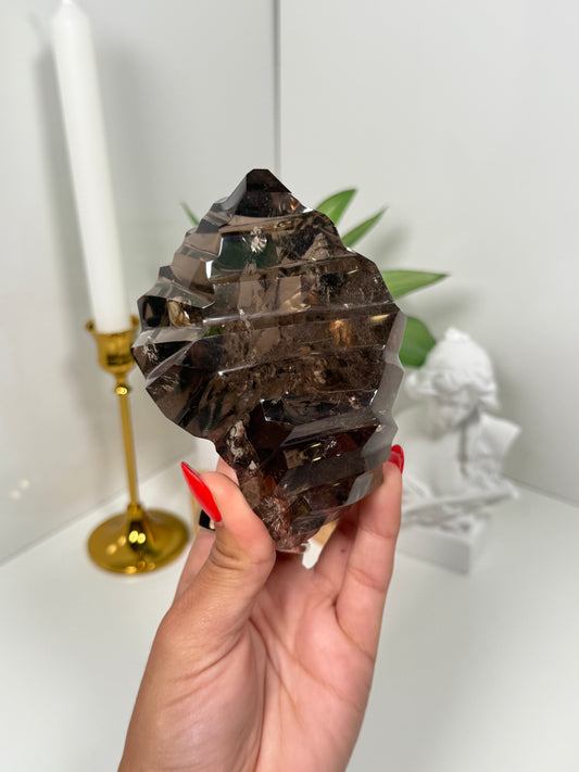 Smokey Quartz Geometrical Carving (342)
