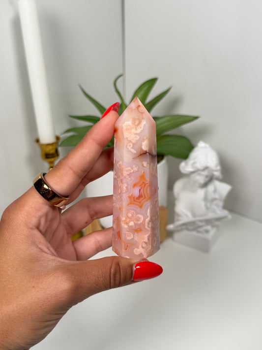 Carnelian x Flower Agate Tower (30y)