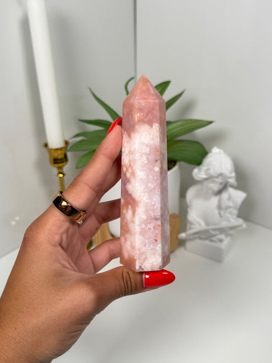 Carnelian x Flower Agate Tower (44c)