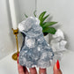 Apophyllite on Blue Chalcedony Cutbase (144)