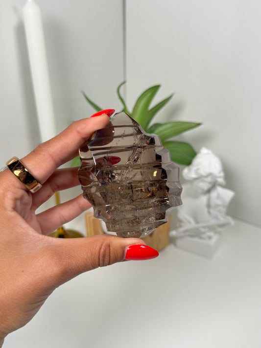 Smokey Quartz Geometrical Carving (171y)