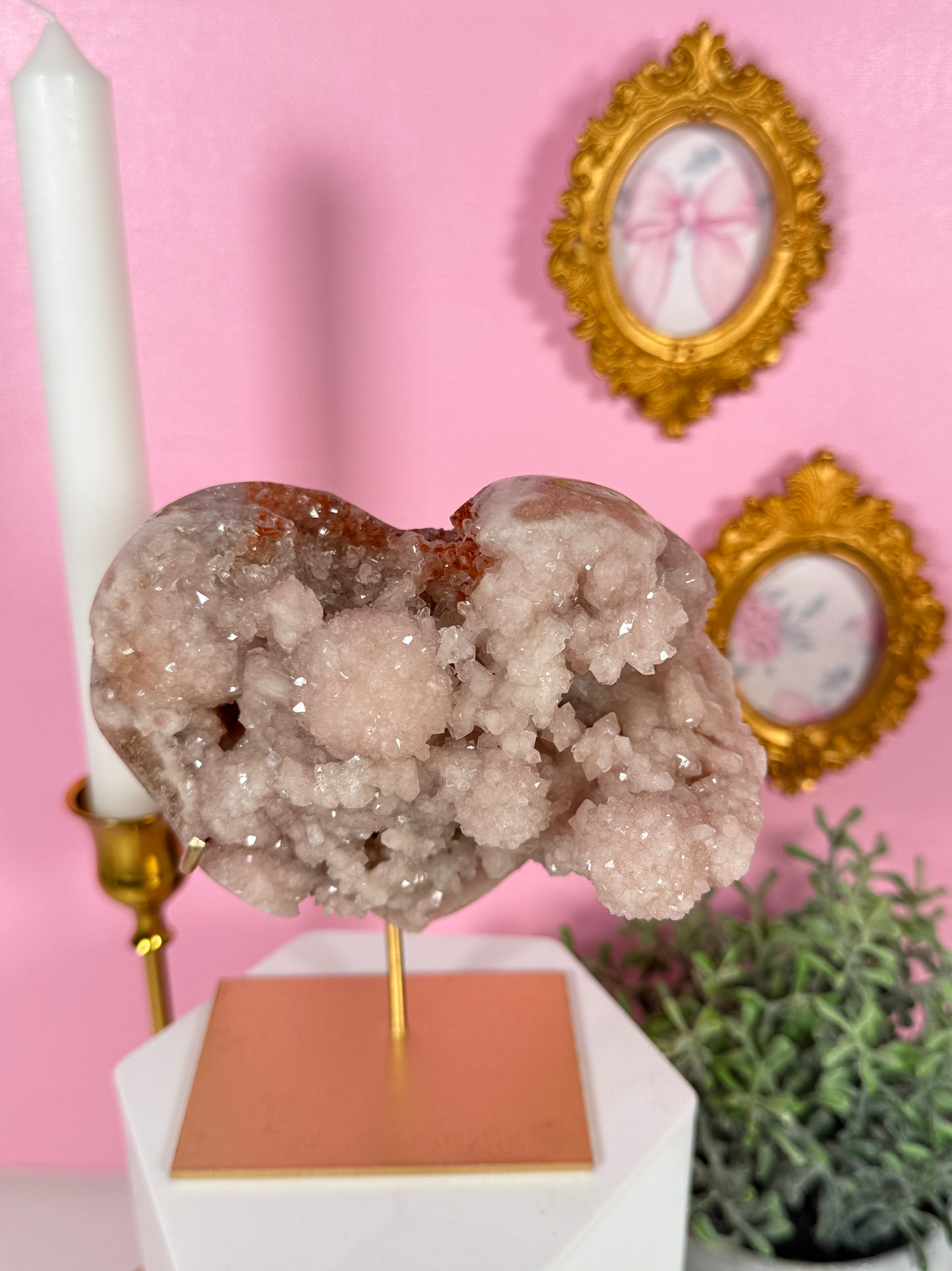Pink Amethyst Heart on a Stand (160r)