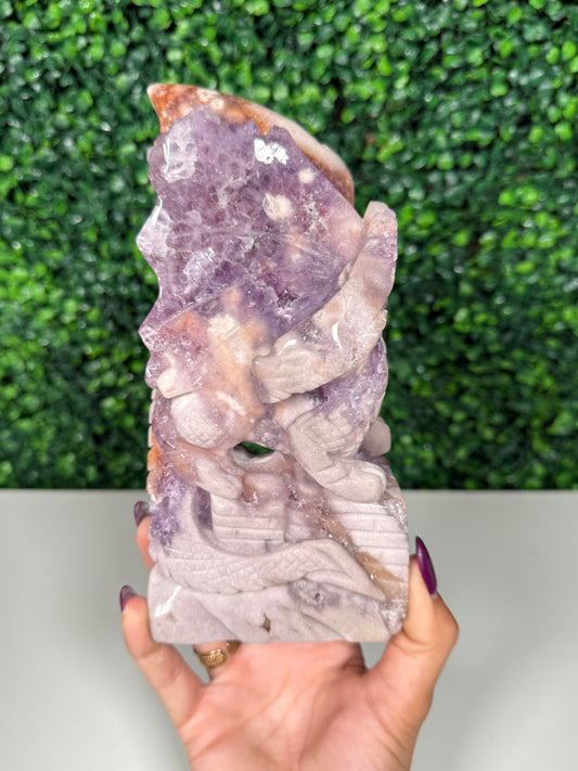 Pink Amethyst Flower Agate Dragon (429)