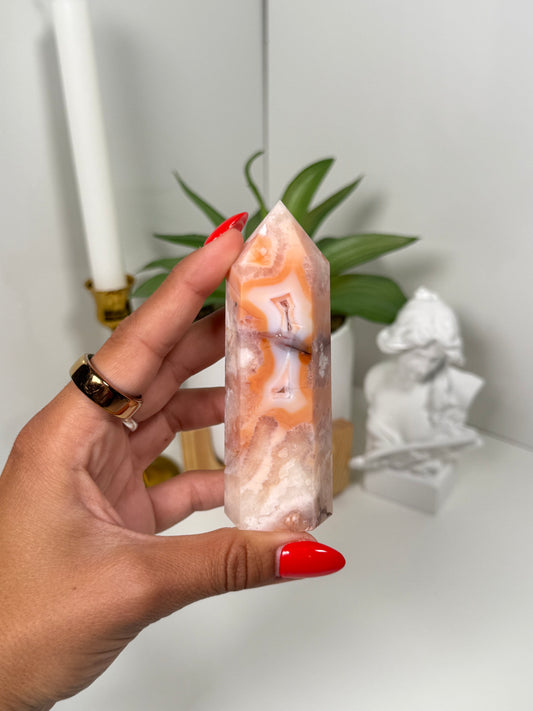 Carnelian x Flower Agate Tower (44)