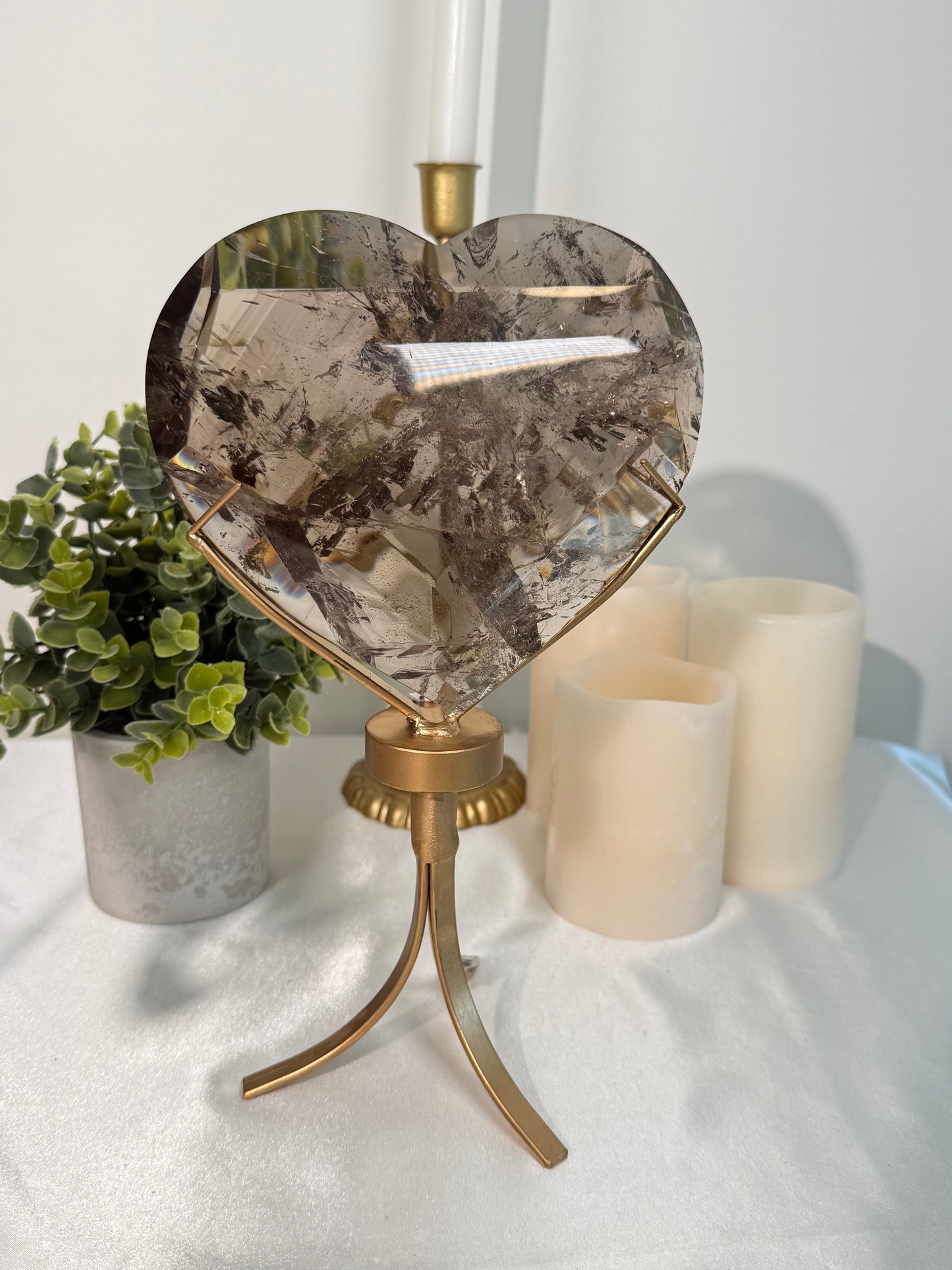 Smokey Quartz Heart Statement on Spinning Stand (900)