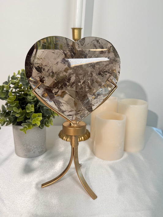 Smokey Quartz Heart Statement on Spinning Stand (900)
