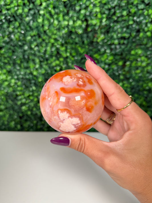 Carnelian Flower Agate Sphere (127)