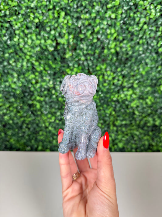 Sea Jasper Dog Carving (32x)