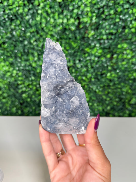 Blue Chalcedony with Apophyllite Cutbase (70)