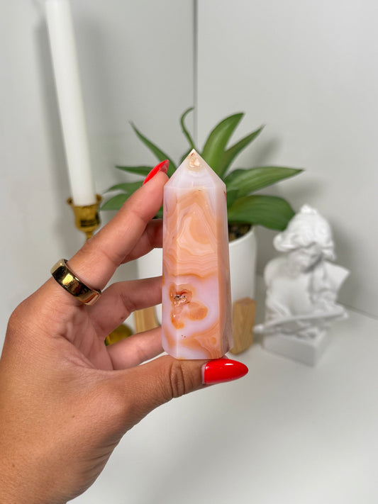 Carnelian x Flower Agate Tower (30)