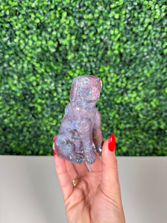 Sea Jasper Dog Carving (29c)