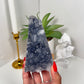Apophyllite on Blue Chalcedony Cutbase (76h)