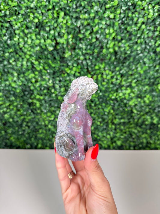 Sea Jasper Dog Carving (35f)