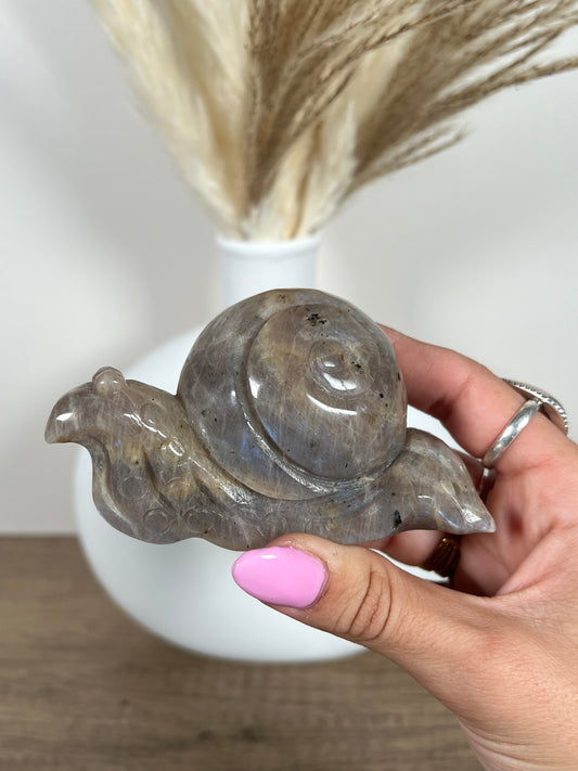 Sunstone Moonstone Snail Carving (39)