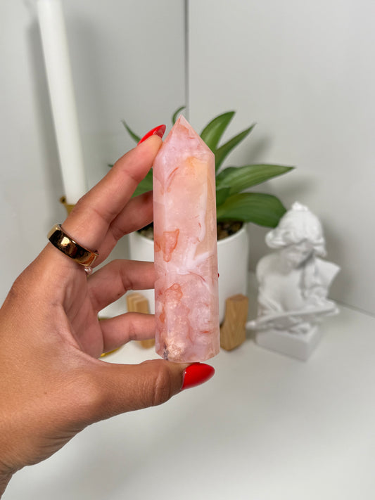 Carnelian x Flower Agate Tower (39s)