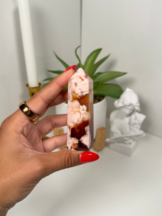 Carnelian x Flower Agate Tower (21i)