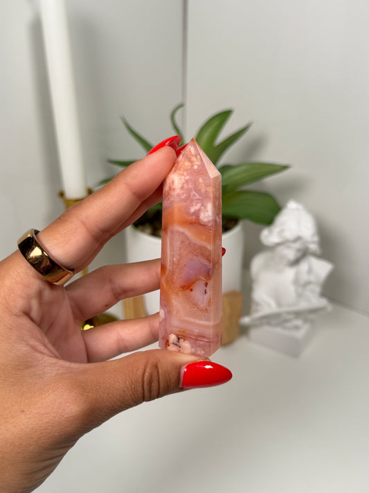 Carnelian x Flower Agate Tower (20G)