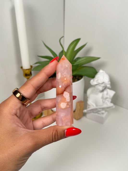 Carnelian x Flower Agate Tower (17t)