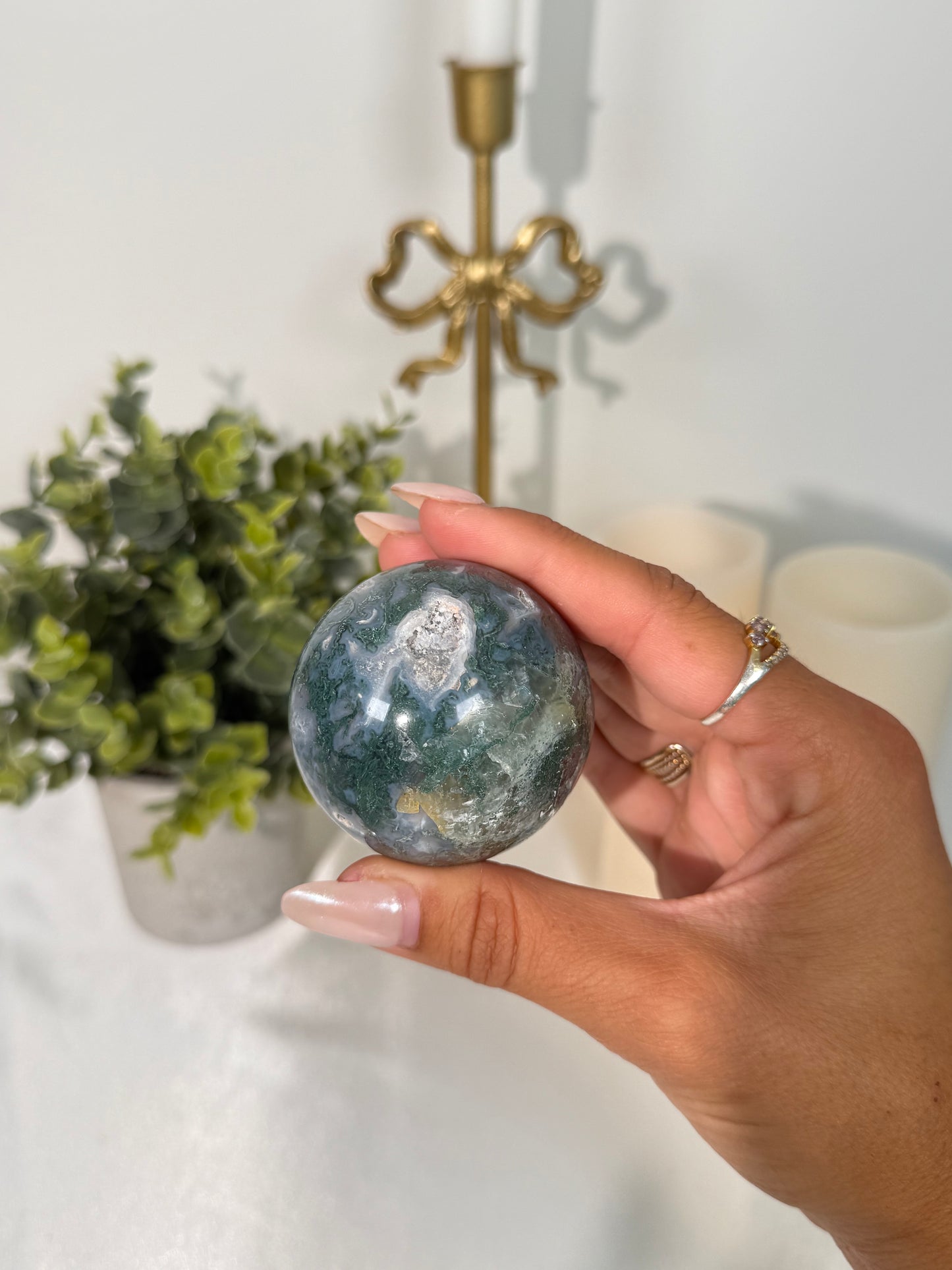 Moss Agate Sphere (12h)