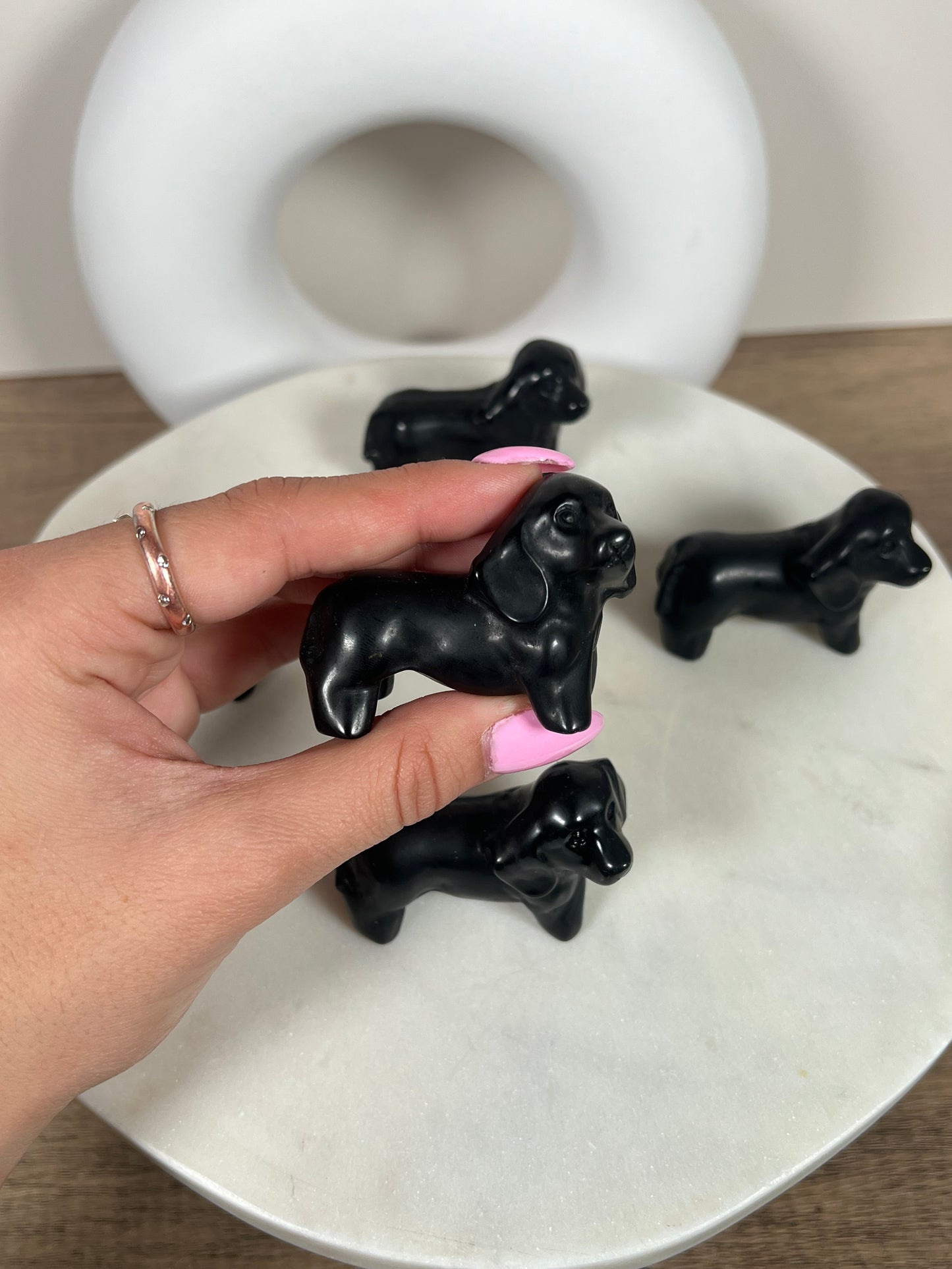 Black Obsidian Dog Carving