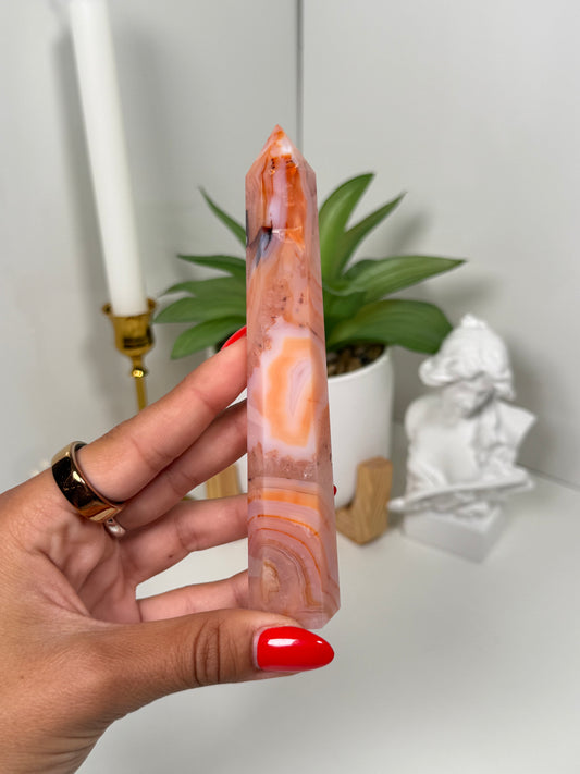 Carnelian x Flower Agate Tower (33v)