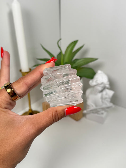 Clear Quartz Geometrical Carving (43w)