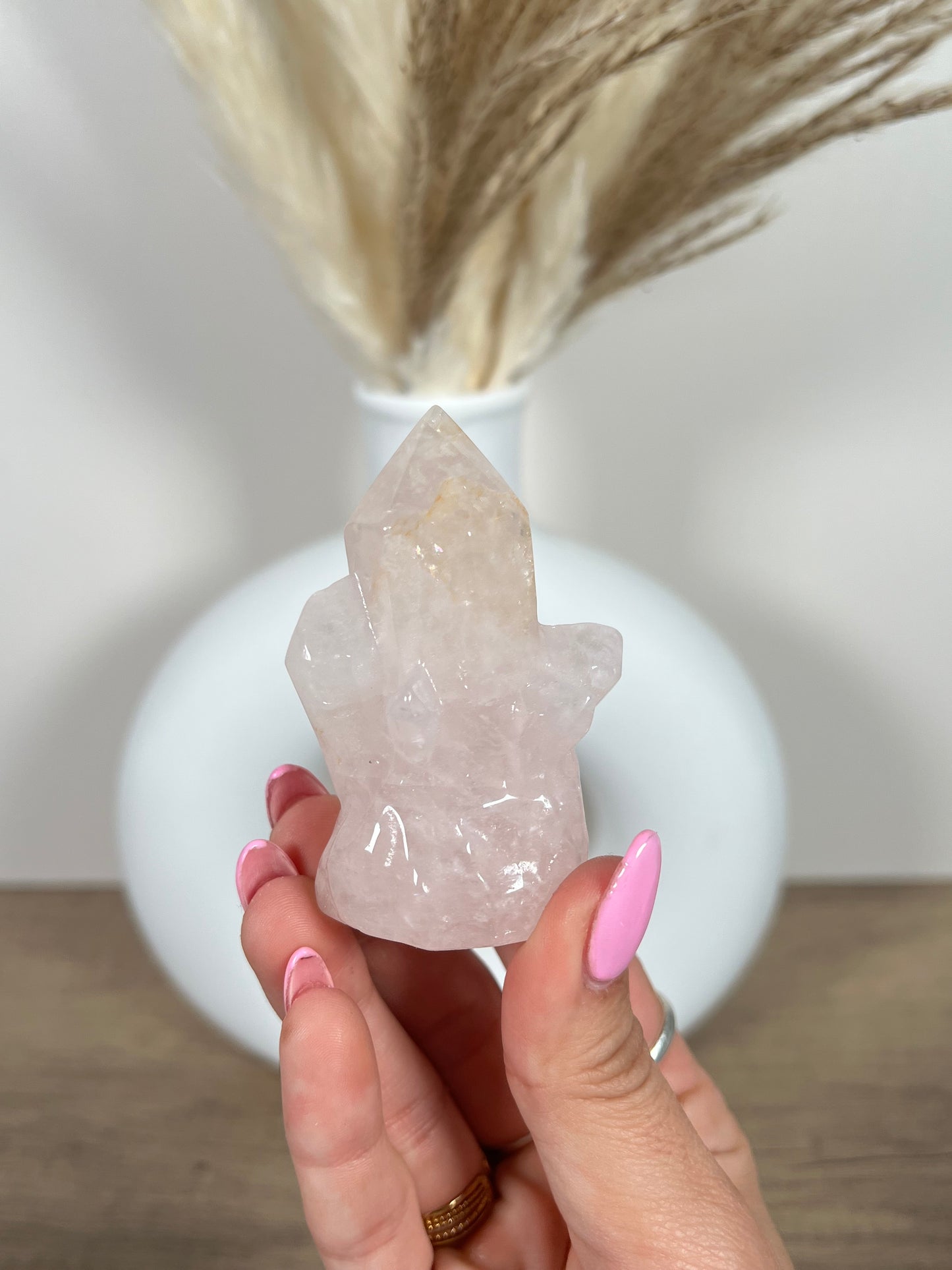 Rose Quartz Crystal Carving (20* wobbly)