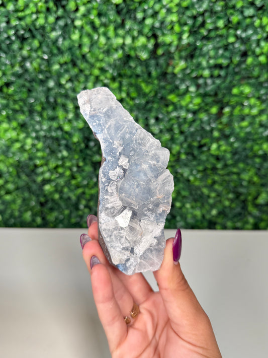 Blue Chalcedony with Apophyllite Cutbase (46c)