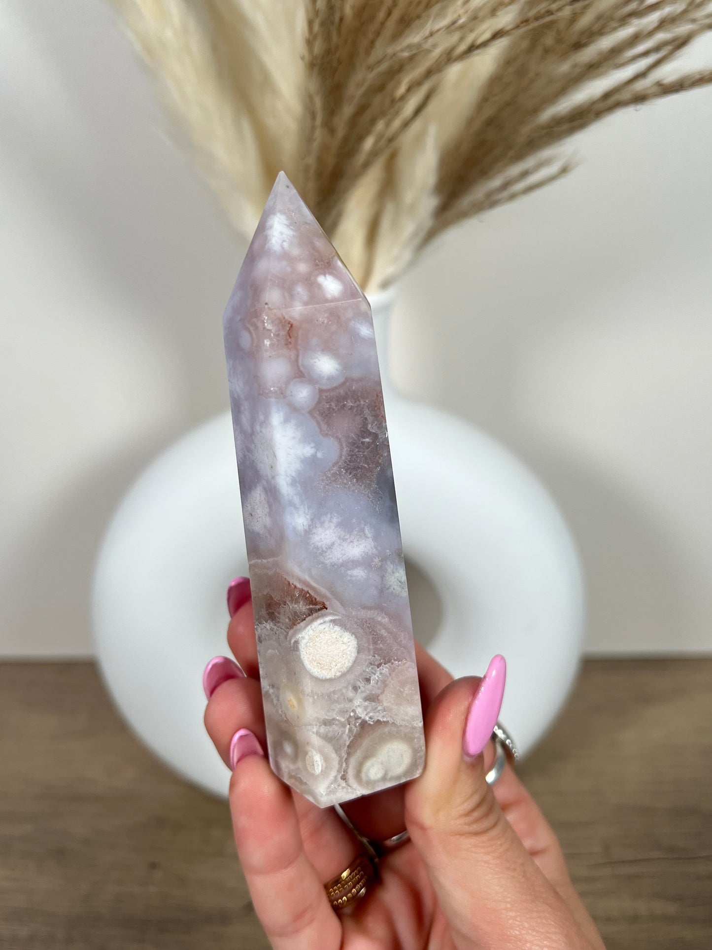 Pink Amethyst Flower Agate Tower (18f)