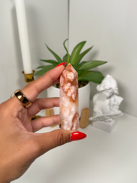 Carnelian x Flower Agate Tower (15a)