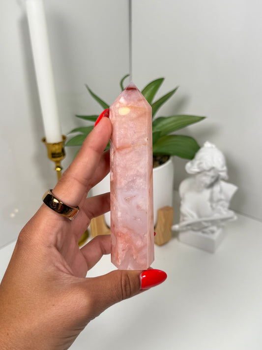 Carnelian x Flower Agate Tower (42n)
