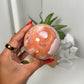 Carnelian x flower agate sphere (137a)