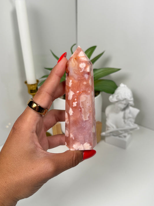 Carnelian x Flower Agate Tower (45j)