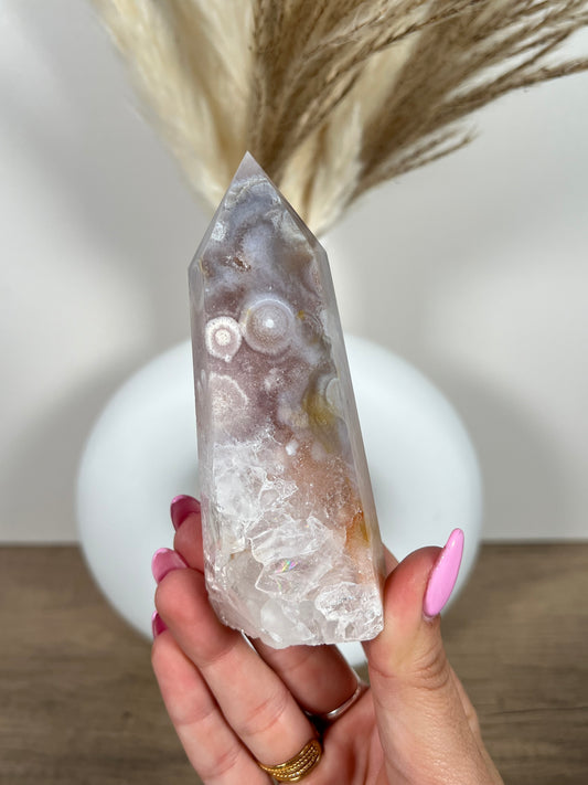 Pink Amethyst Flower Agate Tower (21)