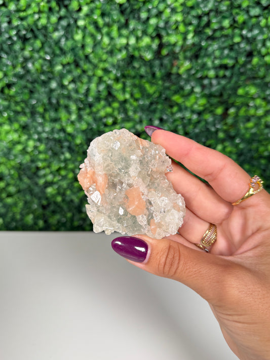Green Apophylite with Stillbite Cluster (76c)